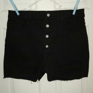Express Super High Waisted Black Crystal Embellished Button Fly Shorts size 14